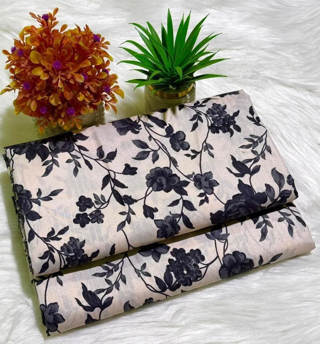 Black Floral Printed Polo Cotton Shirt & Trouser Set