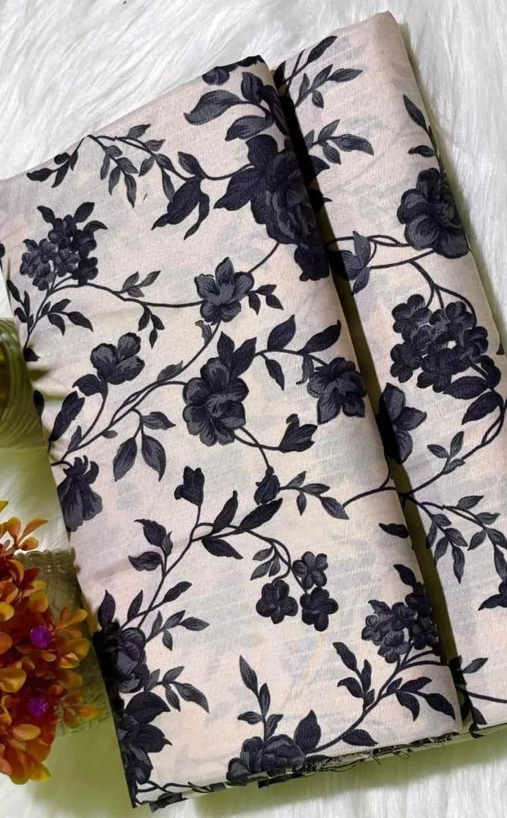 Black Floral Printed Polo Cotton Shirt & Trouser Set