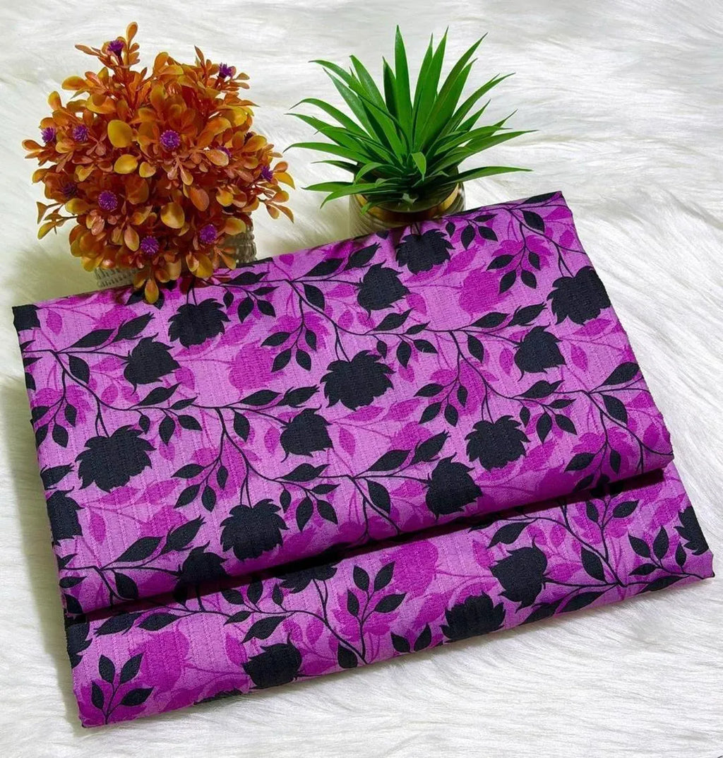 Purple Floral Printed Fabric for Home Decor