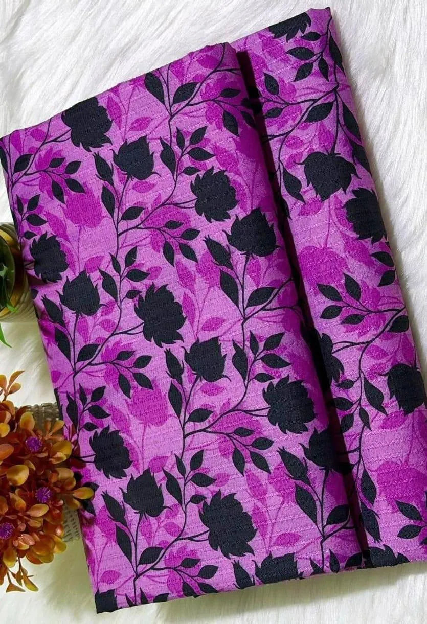 Purple Floral Printed Fabric for Home Decor