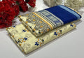 Pakistani Embroidered Cotton Set Blue Yellow Floral Print