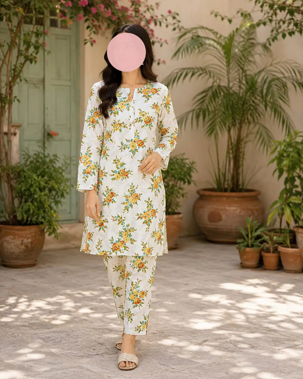 2 Pcs Women's Unstitched Printed Suit