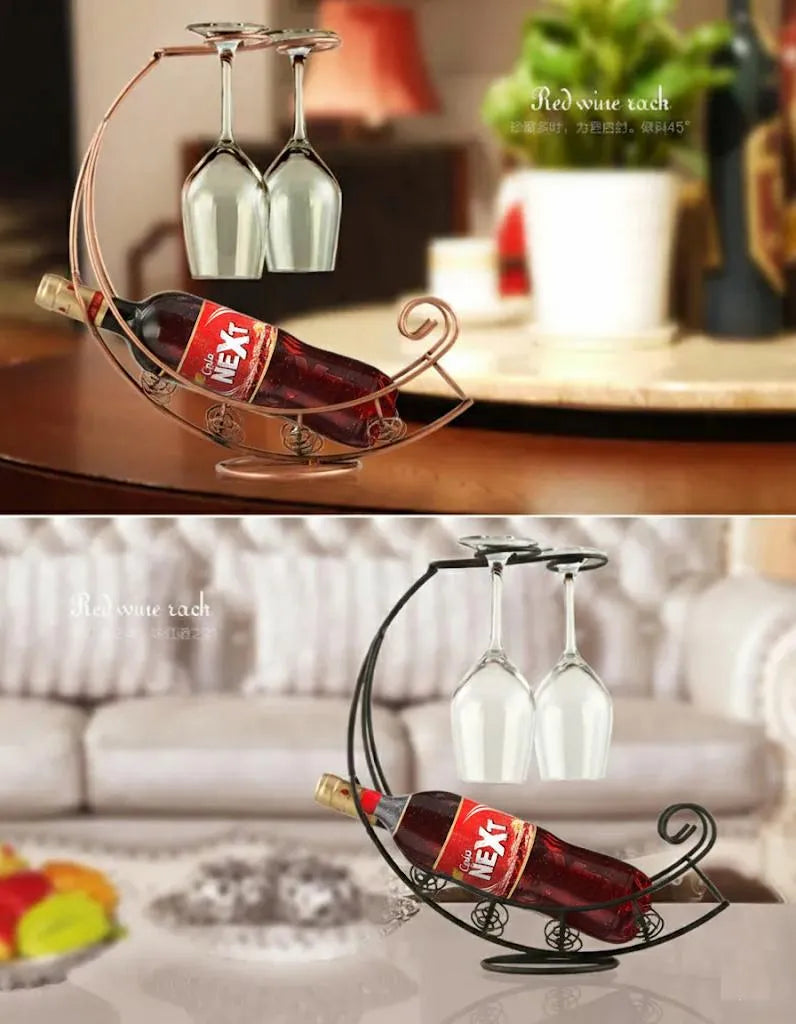 Golden Metal Glass & Bottle Holder for Home