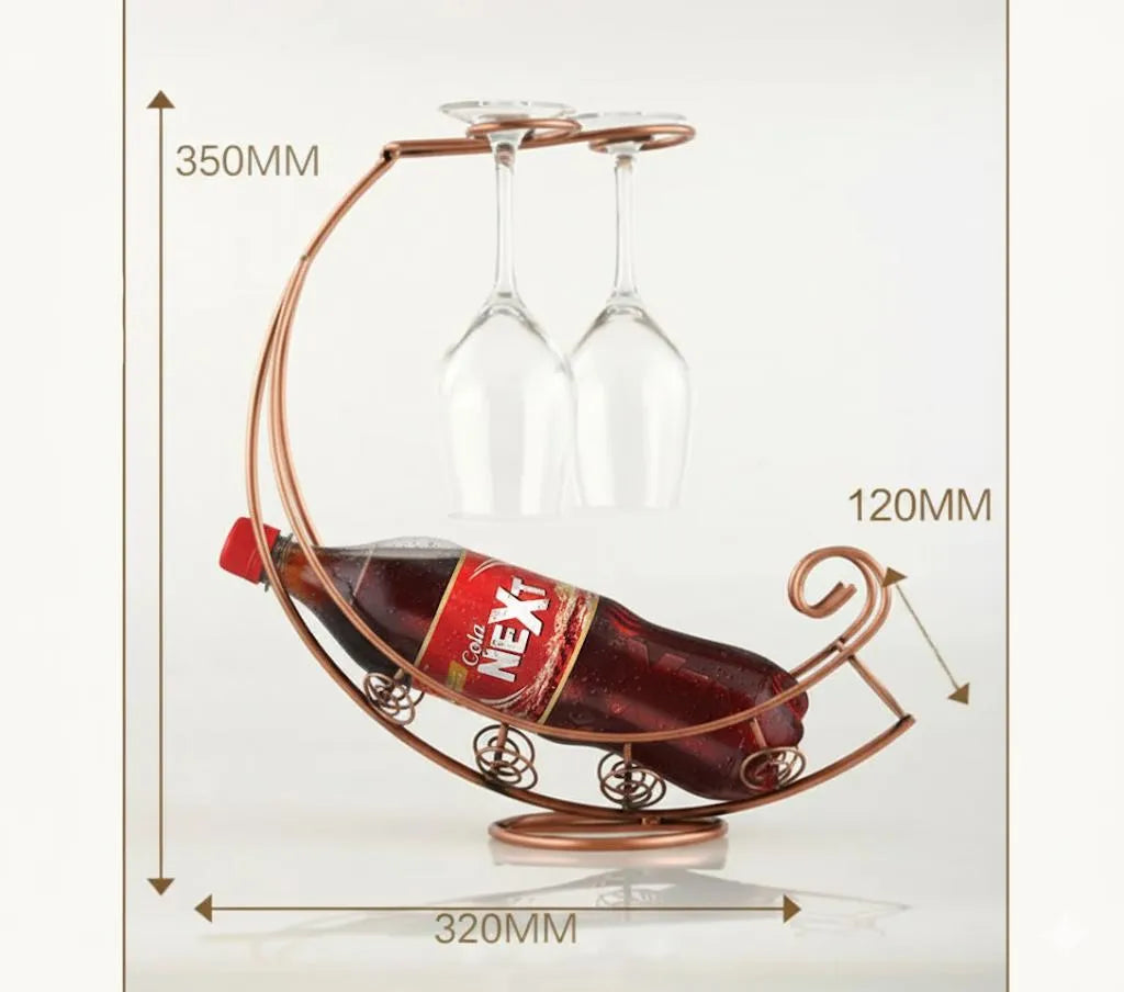 Golden Metal Glass & Bottle Holder for Home