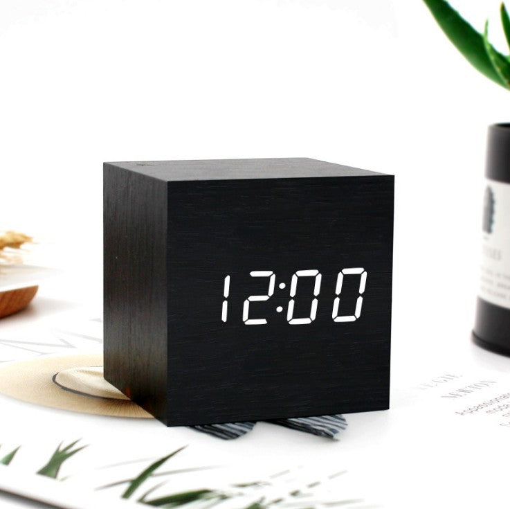 Wooden Digital Alarm Clock with LED Display