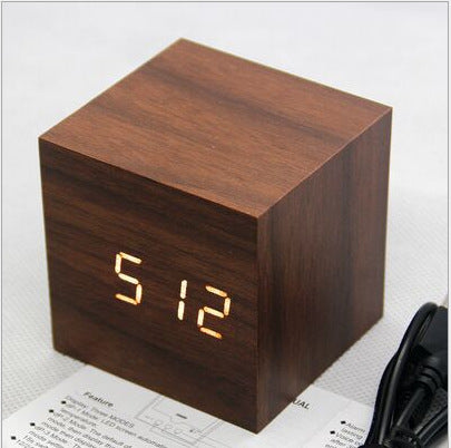 Wooden Digital Alarm Clock with LED Display