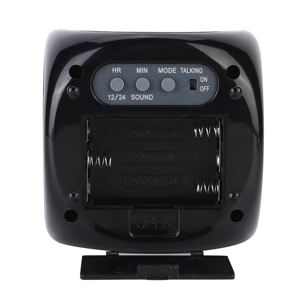 White Projector Alarm Clock with LED Display and Voice Report
