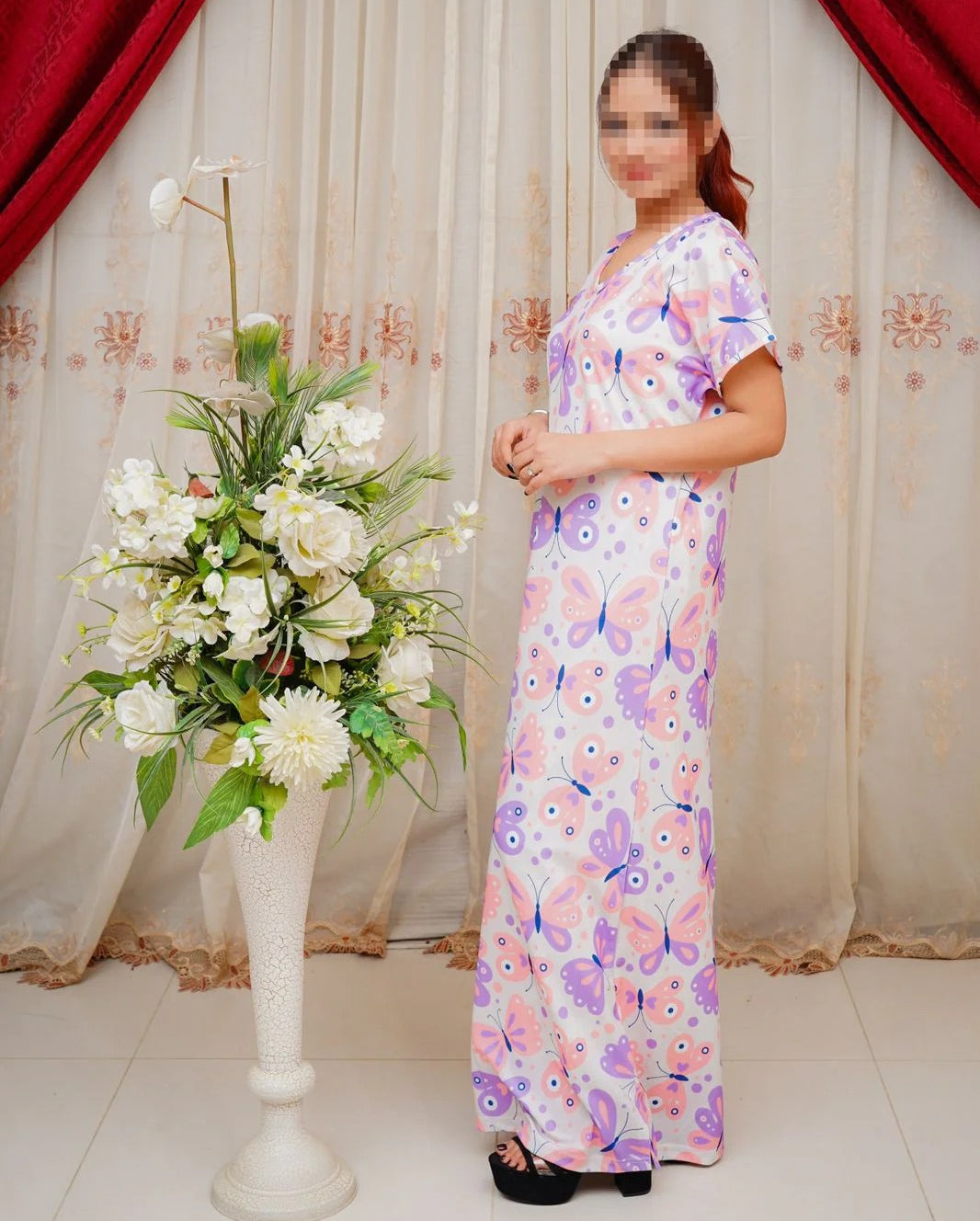 Bliss Beam 3 Piece Imported Jersey Interlock Printed Nighty Panty And Poni Set Free Size For Women