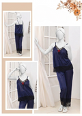Women's Silk Top Pajama Set with Lace – Luxury Sleepwear Collection (Free Size) [SKU R-012] - Red