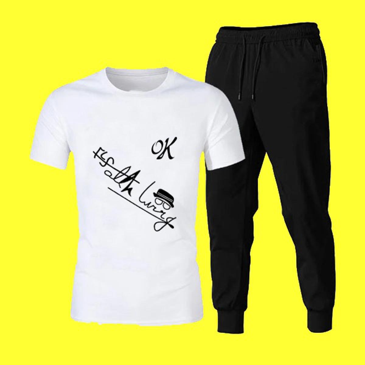 2 PCs High Quality New Fashion Style Sports Jogging Suit for Men – Comfortable Athletic Wear, Trendy Casual Gym Outfit (Size Medium)