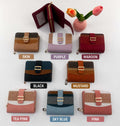 Premium Imported Ladies Check Flap Wallet with Zipper & Card Slots - Skin