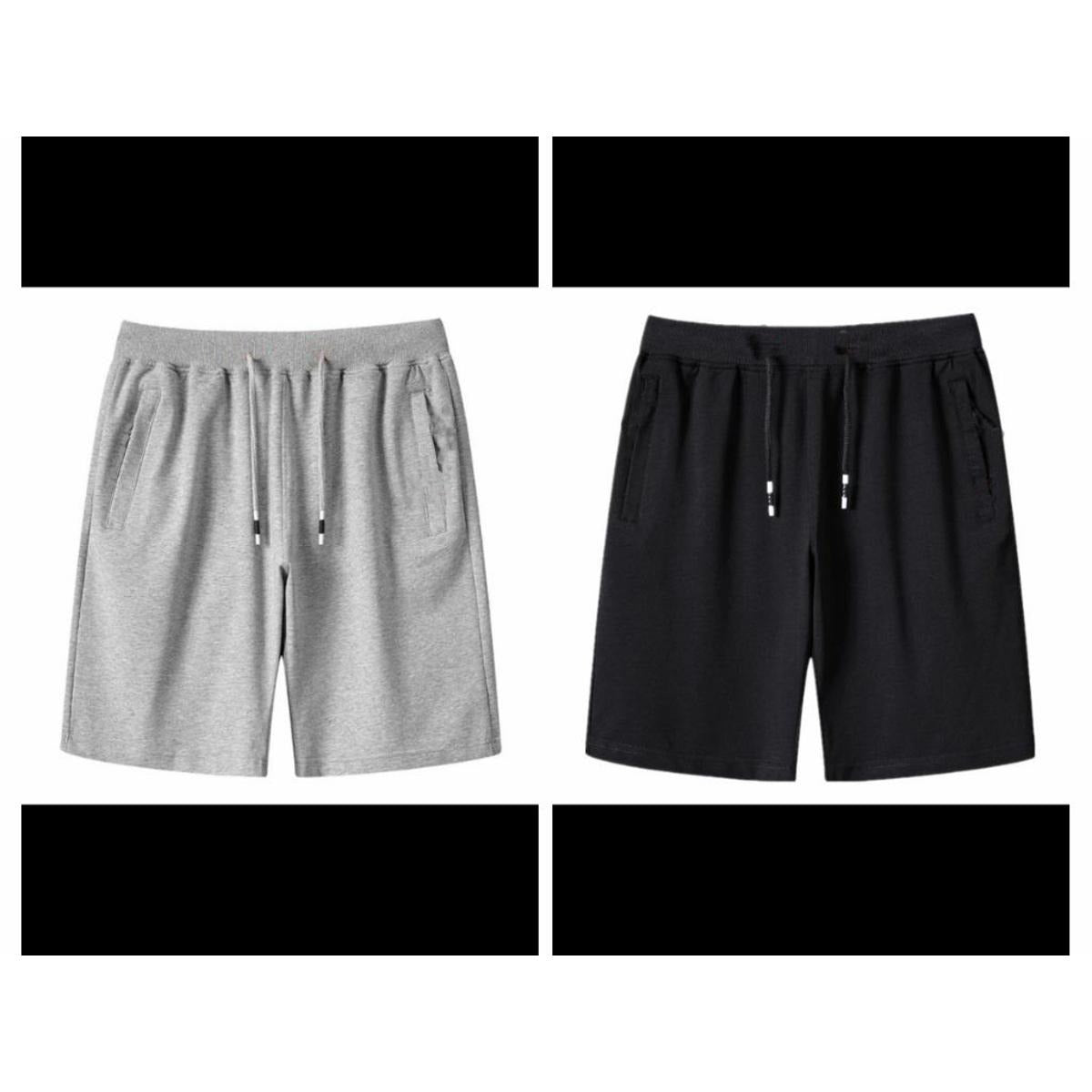 Pack Of 2 Men's Stripe Style Jersey Fashion Shorts | Soft Fabric Casual Summer Wear - Medium