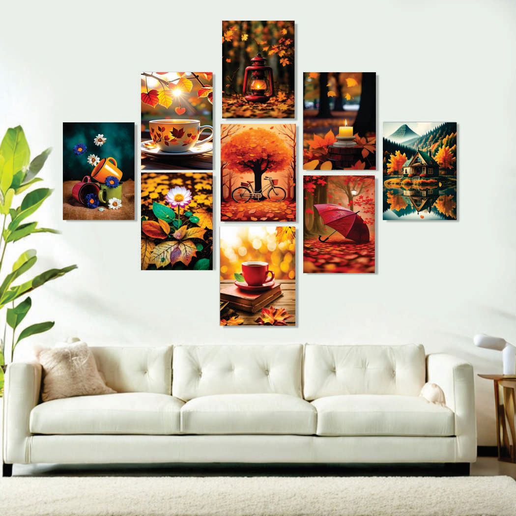 Set of 9 Premium Wall Art Photo Tiles – Modern Home Decor Sets 8x11