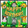 Jungle Theme Birthday Party Decoration Set 50 Pcs for Kids Boys & Girls – 1st