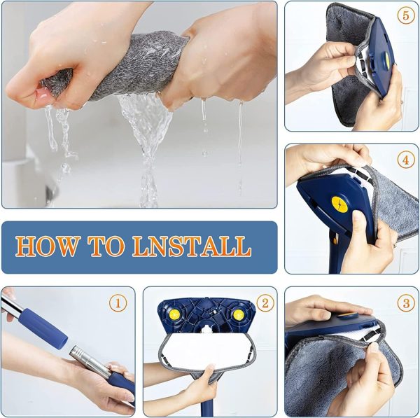 360° Twist Rotatable Triangle Mop with Long Handle Auto Squeeze Design for Floor, Wall, and Ceiling Cleaning