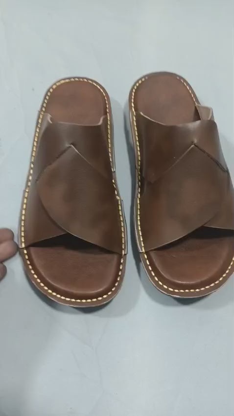 Handmade Double Shade Brown Slippers | Lightweight & Soft Comfortable Indoor House Slippers l Size 6