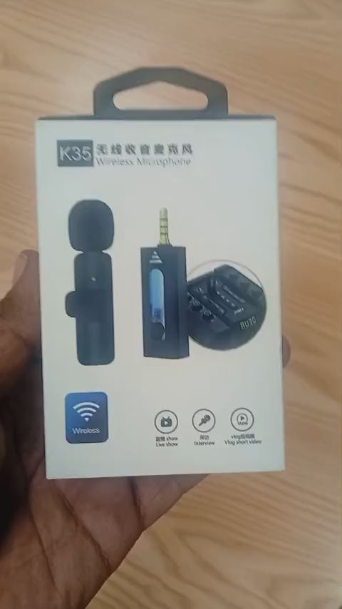 K35 Wireless Single Microphone – High-Quality 2.4GHz Lapel Mic Set with 3.5mm Receiver for Mobile Phones, Cameras, Speakers & Vlogging (Single Mic)