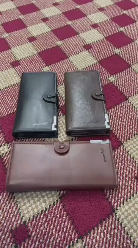 Premium Men's Long Wallet with Mobile Pocket Black