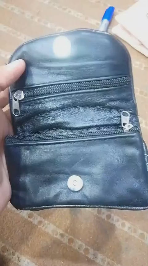 Premium Black Leather Ladies' Mini Pouch – Elegant Multi-Purpose Coin Purse & Key Organizer with Secure Zipper(Small)
