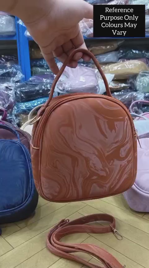 Marble Gloss Mini Crossbody Handbag Blue