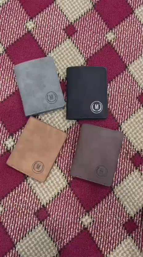 M / Logo Premium Slim Book Shape Leather Wallet for Men – Black
