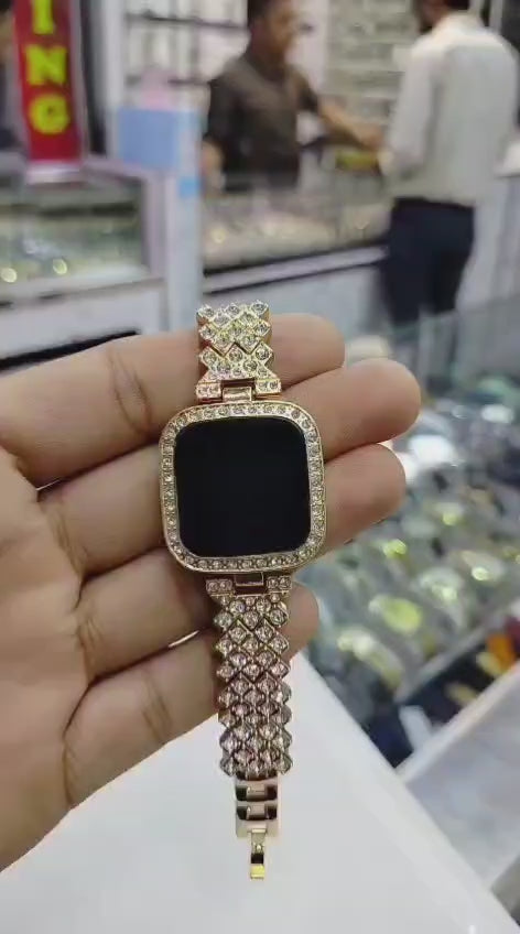Watch for Girls Diamond Touch Screen LED Watch for Ladies  Stylish Fashion Watch For Girls in Silver Stone Square Dial Shape For Gift Black