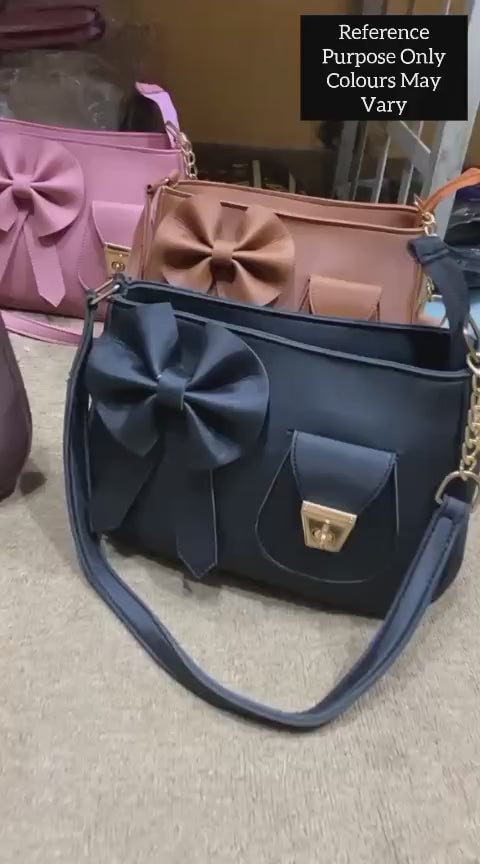 Bella Bow Shoulder Bag – Fashion Mini Handbag with Decorative Bow Design – Black