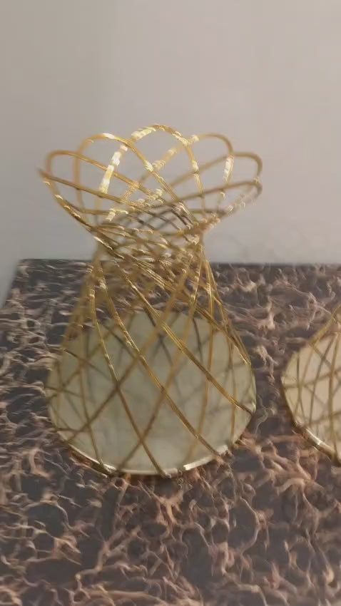 Luxury Decorative Table Vase | Modern Metal Flower Vase for Home & Office Décor | Without Flowers 12x12x14cm