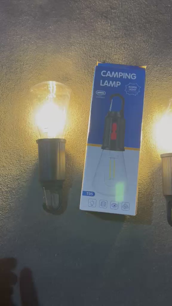 T03 Portable Warm Light Camping Lamp with Hanging Hook – Rechargeable Emergency LED Lantern