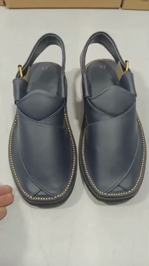 Peshawari Chappal Naram Qadam Pro Handmade Original Leather Light Weight Traditional Tyre Sole For Men - Size 7