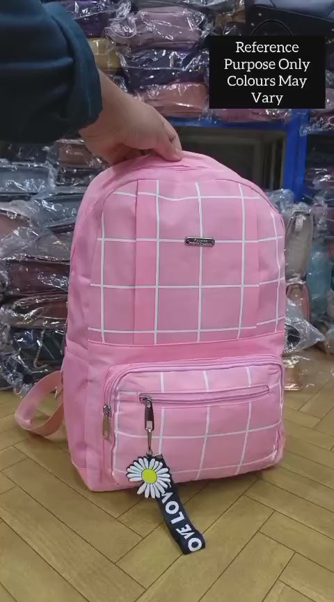 Premium Grid Design Backpack for Students | Lightweight School & College Bag Black