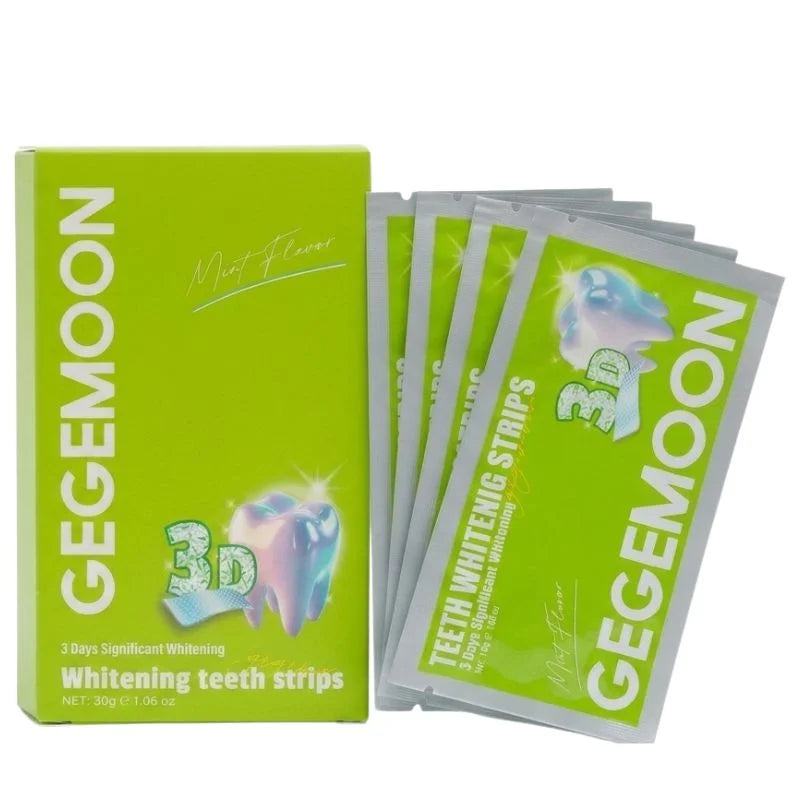 Gegemoon 3D Teeth Whitening Strips | Professional 7-Day Whitening Kit | Enamel Safe Whitening Strips | Deep Stain Removal | Mint Flavor | 7 Pairs